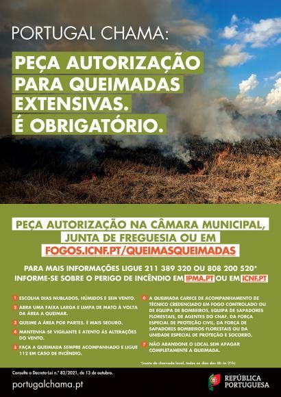 PORTUGAL CHAMA: PE&Ccedil;A AUTORIZA&Ccedil;&Atilde;O PARA QUEIMA DE AMONTOADOS. &Eacute; OBRIGAT&Oacute;RIO
