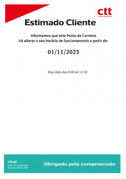  POSTO DE CORREIOS, ir&aacute; alterar o seu hor&aacute;rio