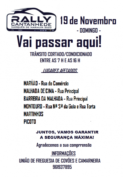 RALLY CANTANHEDE - COV&Otilde;ES - 19 DE NOVEMBRO
