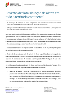 [DIVULGA&Ccedil;&Atilde;O] Comunicado Governo | Situa&ccedil;&atilde;o de alerta