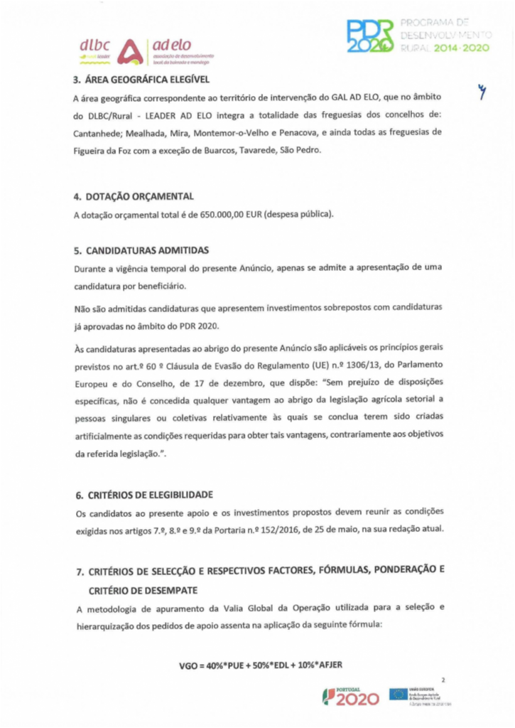 &Aacute;REA GEOGRAFICA ELEG&Iacute;VEL - CANDIDATURAS - CRIT&Eacute;RIOS